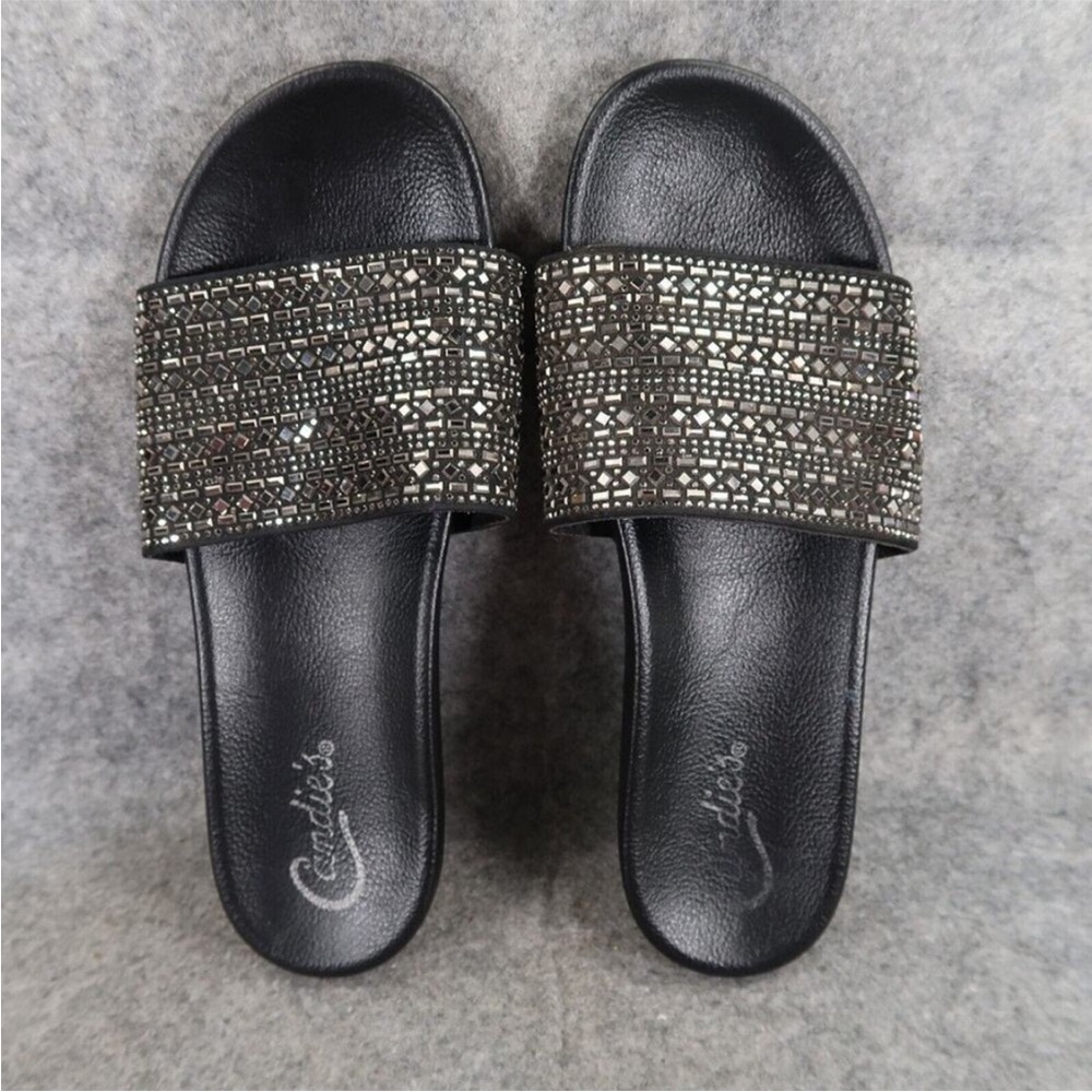 Candies Shoes Womens 8 Sandals Slides Fashion Casual Slip On Embellished Strap